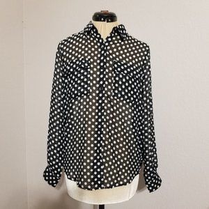 Forever 21 Women Streetwear Black White Polka Dot Shirt, Size S